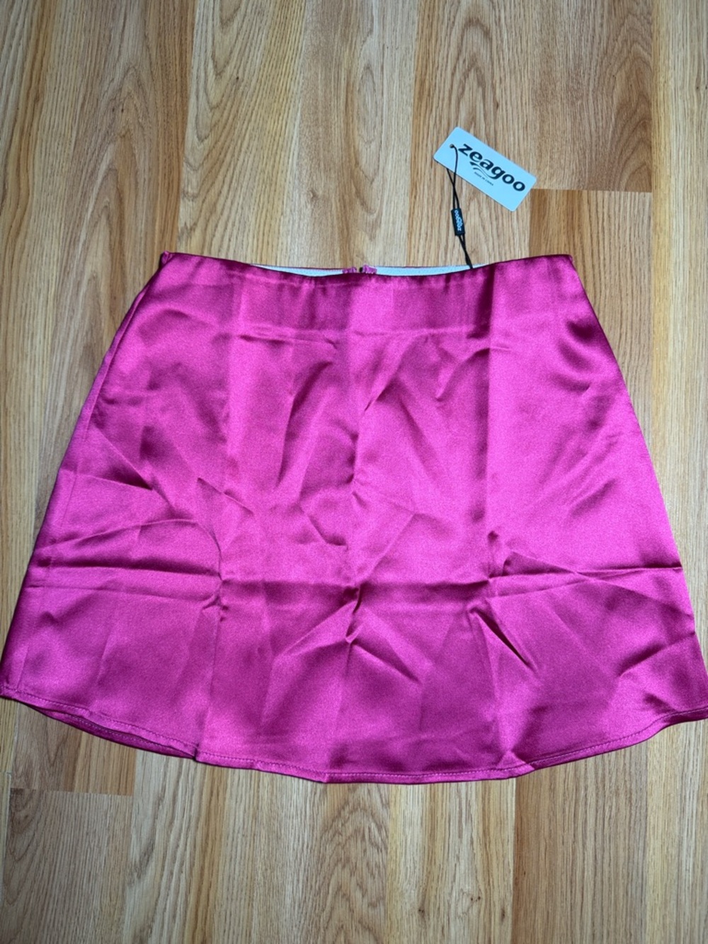 zeagoo Satin Circle Skater Mini Skirt in Hot Pink